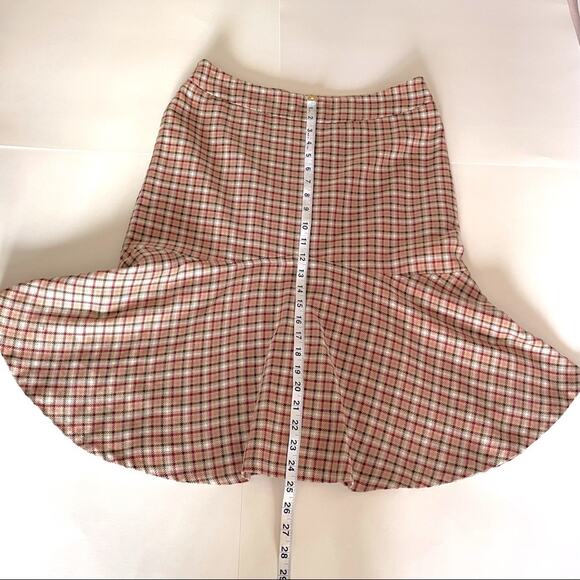 1970s UK-Inspired Plaid Trench Coat & Flounce Skirt Set Belted 2-Piece Gingham - Picture 7 of 16
